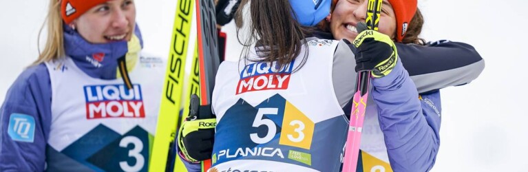 Gemeinsame Freude bei Veronica Gianmoena (ITA) und Nathalie Armbruster (GER), (l-r)