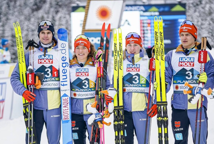 Das Silberteam: Vinzenz Geiger (GER), Jenny Nowak (GER), Nathalie Armbruster (GER), Julian Schmid (GER), (l-r)