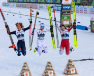 Die Top 3: Nathalie Armbruster (GER), Gyda Westvold Hansen (NOR), Haruka Kasai (JPN), (l-r)