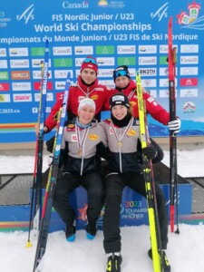 Die Goldmedaillengewinner: Kilian Gütl (AUT), Annalena Slamik (AUT), Lisa Hirner (AUT), Paul Walcher (AUT) (l-r)