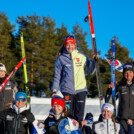 Historisches Podium beim ersten Supersprint der Damen in der Nordischen Kombination: Daniela Dejori (ITA), Annika Malacinski (USA), Joanna Kil (POL), Trine Goepfert (GER), Ingrid Laate (NOR), Veronica Gianmoena (ITA), (l-r)