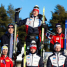 Das Einzelpodium der Herren am Sonntag: Manuel Einkemmer (AUT), Terence Weber (GER), Kasper Moen Flatla (NOR), Einar Luraas Oftebro (NOR), Sebastian Oestvold (NOR), Thomas Rettenegger (AUT), (l-r)