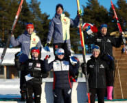 Das Damen-Podium vom Einzelwettkampf am Sonntag: Trine Goepfert (GER), Joanna Kil (POL), Kjersti Graesli (NOR), Sophia Maurus (GER), Alexa Brabec (USA), Annika Malacinski (USA), (l-r)