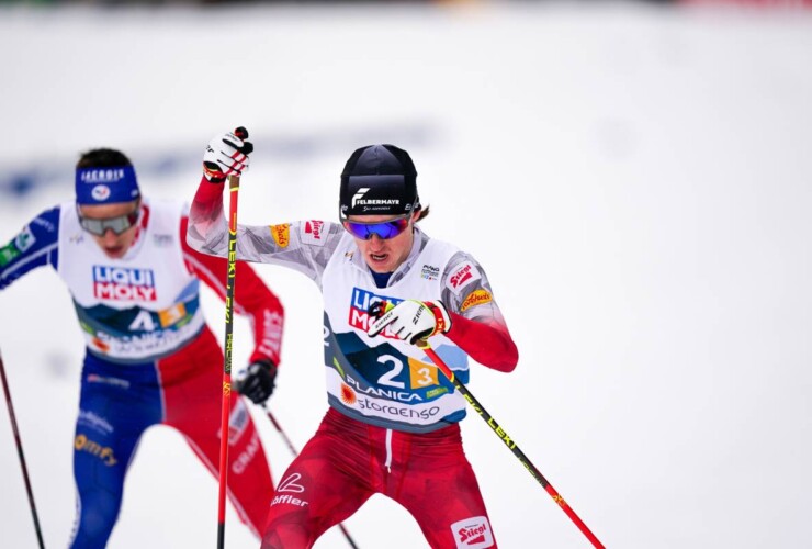 Laurent Muhlethaler (FRA) hängt hinter Stefan Rettenegger (AUT), (l-r) .