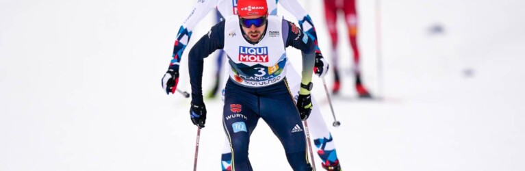 Johannes Rydzek (GER) und Joergen Graabak (NOR) (l-r) liefen ihr Leg gemeinsam.