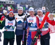 Starke Teamleistung der Franzosen Antoine Gerard (FRA), Matteo Baud (FRA), Marco Heinis (FRA), Laurent Muhlethaler (FRA), (l-r)