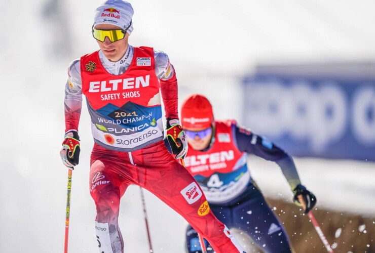 Johannes Lamparter (AUT) hielt das Tempo hoch und schüttelte Julian Schmid (GER) ab.