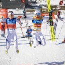 Für einen Freudensprung reicht die Kraft noch: Ida Marie Hagen (NOR), Gyda Westvold Hansen (NOR), Anju Nakamura (JPN), (l-r)