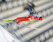 Eric Frenzel (GER) bei seinem letzten Sprung am Holmenkollen.