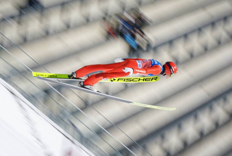 Eric Frenzel (GER) bei seinem letzten Sprung am Holmenkollen.