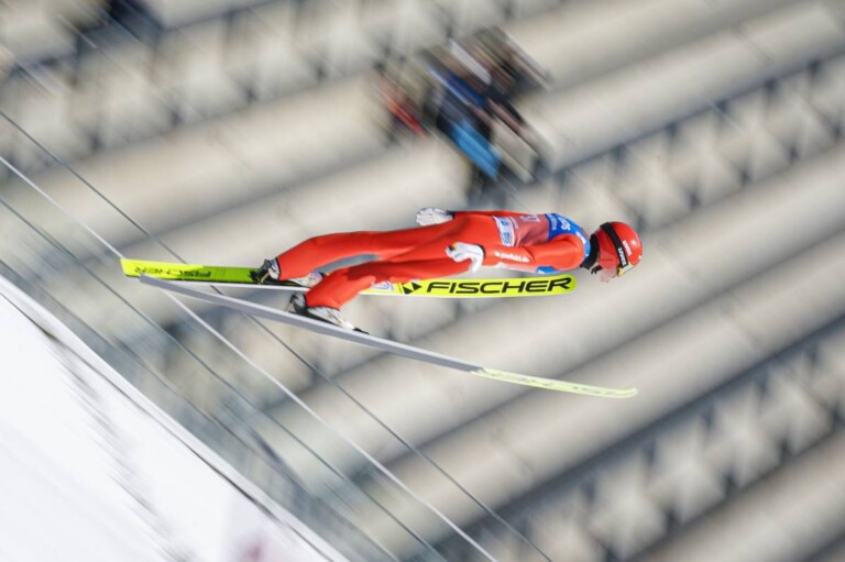 Eric Frenzel (GER) bei seinem letzten Sprung am Holmenkollen.