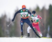 Johannes Rydzek (GER) am Ort, an dem er vier Goldmedaillen bei einer WM gewann.