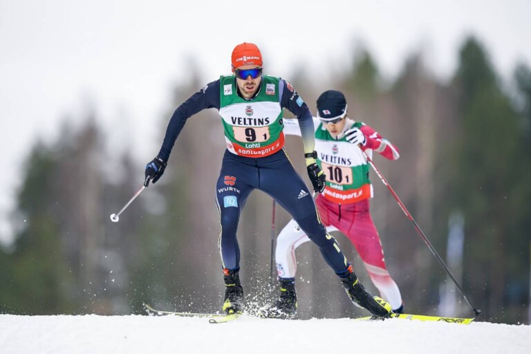 Johannes Rydzek (GER) am Ort, an dem er vier Goldmedaillen bei einer WM gewann.