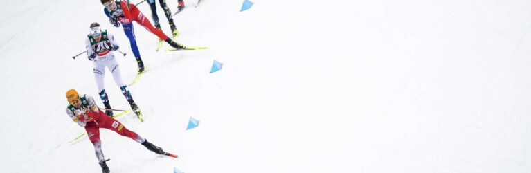 Da waren es noch fünf: Stefan Rettenegger (AUT), Julian Schmid (GER), Matteo Baud (FRA), Joergen Graabak (NOR), Franz-Josef Rehrl (AUT), (r-l)