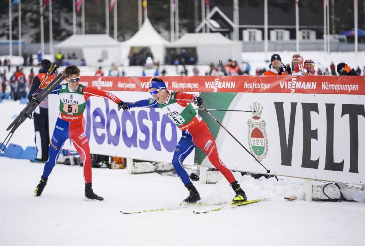 Freude über Platz drei bei Matteo Baud (FRA) und Laurent Muhlethaler (FRA) (l-r)