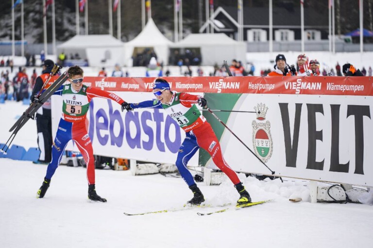 Freude über Platz drei bei Matteo Baud (FRA) und Laurent Muhlethaler (FRA) (l-r)