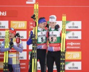 Zwei Freunde auf dem Podium: Laurent Muhlethaler (FRA), Matteo Baud (FRA), (l-r)