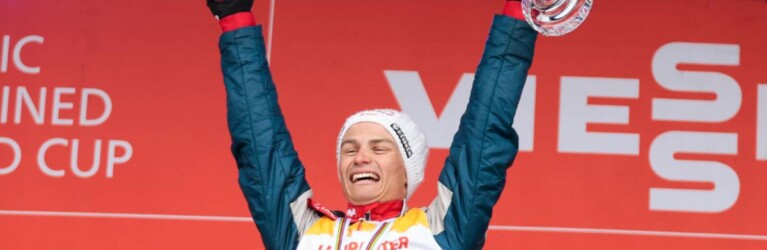 Johannes Lamparter (AUT) feiert den größten Erfolg seiner Karriere.