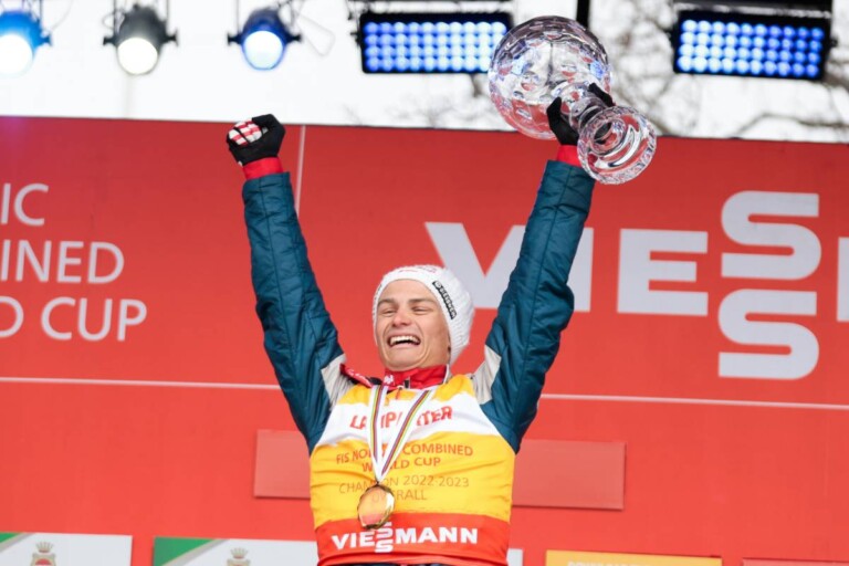 Johannes Lamparter (AUT) feiert den größten Erfolg seiner Karriere.