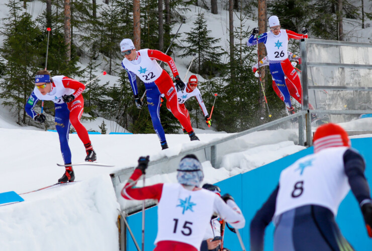 Gael Blondeau (FRA), Edgar Vallet (FRA), Pascal Mueller (SUI), Mael Tyrode (FRA), (l-r) beim COC in Lahti (FIN)