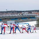 Tom Michaud (FRA), Gael Blondeau (FRA), Grant Andrews (USA), Jonas Fischbacher (AUT), Carter Brubaker (USA), Kyotaro Yamazaki (JPN), (l-r) beim COC in Lahti (FIN)