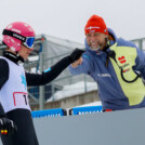 David Mach (GER) feiert mit Holger Meichsner seinen gelungenen Sprung.