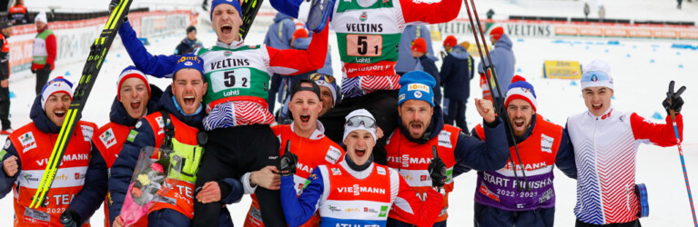 Team Frankreich konnte ebenfalls mehrere Podestplätze feiern. Im Bild: Laurent Muhlethaler (FRA), Alexandre Villet (FRA), Antoine Gerard (FRA), Matteo Baud (FRA), Alex Mougin (FRA), Marco Heinis (FRA), (l-r)