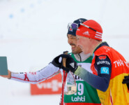 Yoshito Watabe (JPN) beim Abschieds-Selfie mit Eric Frenzel (GER) (l-r)