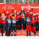 Team Österreich feiert den Gesamtsieger: Franz-Josef Rehrl (AUT), Lukas Greiderer (AUT), Johannes Lamparter (AUT), Thomas Rettenegger (AUT), Stefan Rettenegger (AUT), (l-r)