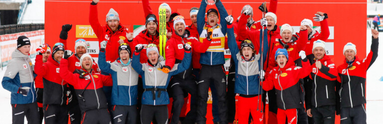 Team Österreich feiert den Gesamtsieger: Franz-Josef Rehrl (AUT), Lukas Greiderer (AUT), Johannes Lamparter (AUT), Thomas Rettenegger (AUT), Stefan Rettenegger (AUT), (l-r)