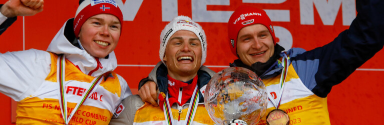 Drei Youngster liegen in der Gesamtwertung vorn: Jens Luraas Oftebro (NOR), Johannes Lamparter (AUT), Julian Schmid (GER), (l-r)
