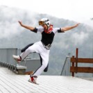 Annika Malacinski (USA) lässt sich auch vom Wetter die Laune nicht verderben.