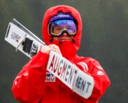 Claudia Purker (AUT) trotzt dem Regen.