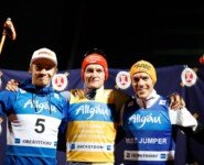 Das Podium der Herren: Eero Hirvonen (FIN), Julian Schmid (GER), Franz-Josef Rehrl (AUT), (l-r)
