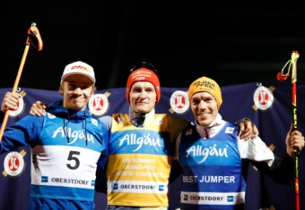 Das Podium der Herren: Eero Hirvonen (FIN), Julian Schmid (GER), Franz-Josef Rehrl (AUT), (l-r)