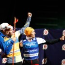 Gute Stimmung auch bei den Herren auf dem Podium: Eero Hirvonen (FIN), Julian Schmid (GER), Franz-Josef Rehrl (AUT), (l-r)