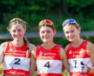 Die Tagessiegerinnen vom Samstag: Ronja Loh (GER), Greta Pinzani (ITA), Katharina Gruber (AUT), (l-r)