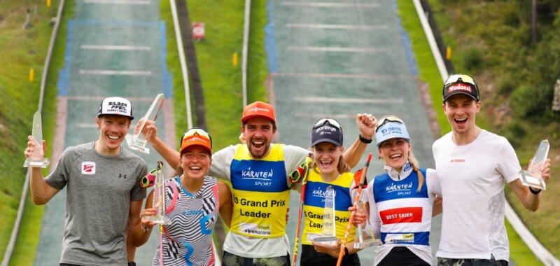 Die sechs Top-Platzierten der Gesamtwertungen: Franz-Josef Rehrl (AUT), Nathalie Armbruster (GER), Johannes Rydzek (GER), Ema Volavsek (SLO), Ida Marie Hagen (NOR), Terence Weber (GER)