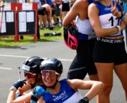 Spaß zum Abschluss: Ida Marie Hagen (NOR), Veronica Gianmoena (ITA), Annika Malacinski (USA), Daniela Dejori (ITA), (l-r)