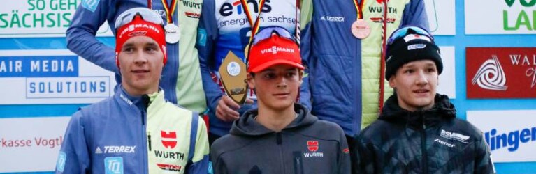 Die siegreichen Junioren: Richard Stenzel (GER), Tristan Sommerfeldt (GER), Benedikt Graebert (GER), Lucas Mach (GER), Jonathan Graebert (GER), Ansgar Schupp (GER) (l-r)