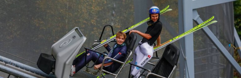 Richard Stenzel (GER) und Vinzenz Geiger (GER) (l-r) auf dem Weg nach oben.