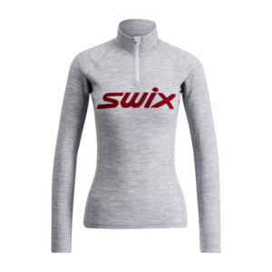 Swix RaceX Merino Half Zip Women - light grey melange/ swix red