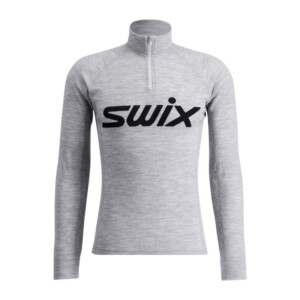 Swix RaceX Merino Half Zip - light grey melange/ dark navy