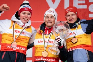 Drei junge Sieger auf dem Podium: Jens Luraas Oftebro (NOR), Johannes Lamparter (AUT), Julian Schmid (GER), (l-r)