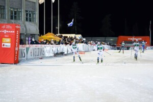 Zielsprint: Jarl Magnus Riiber (NOR), Jens Luraas Oftebro (NOR), Joergen Graabak (NOR), (l-r)