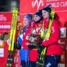 Das Podium am Samstag: Johannes Lamparter (AUT), Jarl Magnus Riiber (NOR), Joergen Graabak (NOR), (l-r)