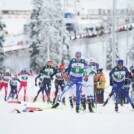 Eero Hirvonen (FIN), Stephen Schumann (USA), Johannes Rydzek (GER), Manuel Faisst (GER), (l-r) im Wald