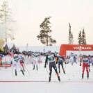 Knappe Angelegenheit: Johannes Rydzek (GER), Vinzenz Geiger (GER), Johannes Lamparter (AUT), Jarl Magnus Riiber (NOR), (l-r) im Ziel.