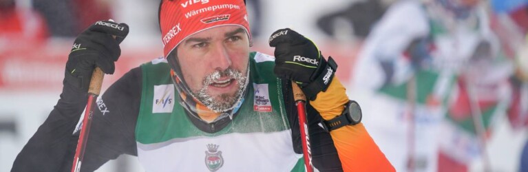 Johannes Rydzek (GER) trotzte der Kälte und wurde Dritter nach dem Lauf.