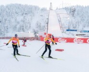 David Mach (GER) und Johannes Rydzek (GER) beim Aufwärmen